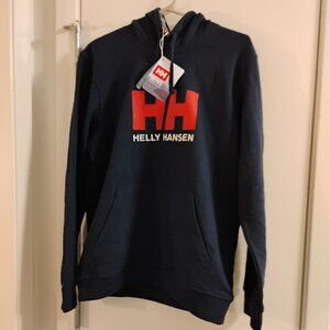 NEW - Helly Hansen HH Logo Hoodie Mens M Blue Red 100% organic cotton
